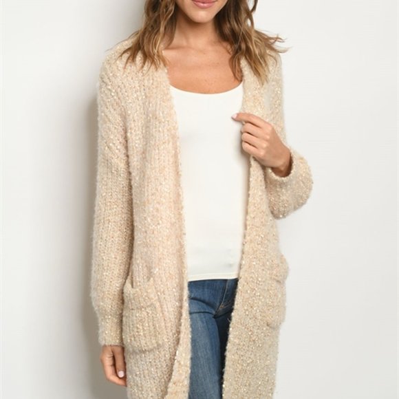 CREAM & GOLD CARDIGAN SWEATER - Picture 2 of 8